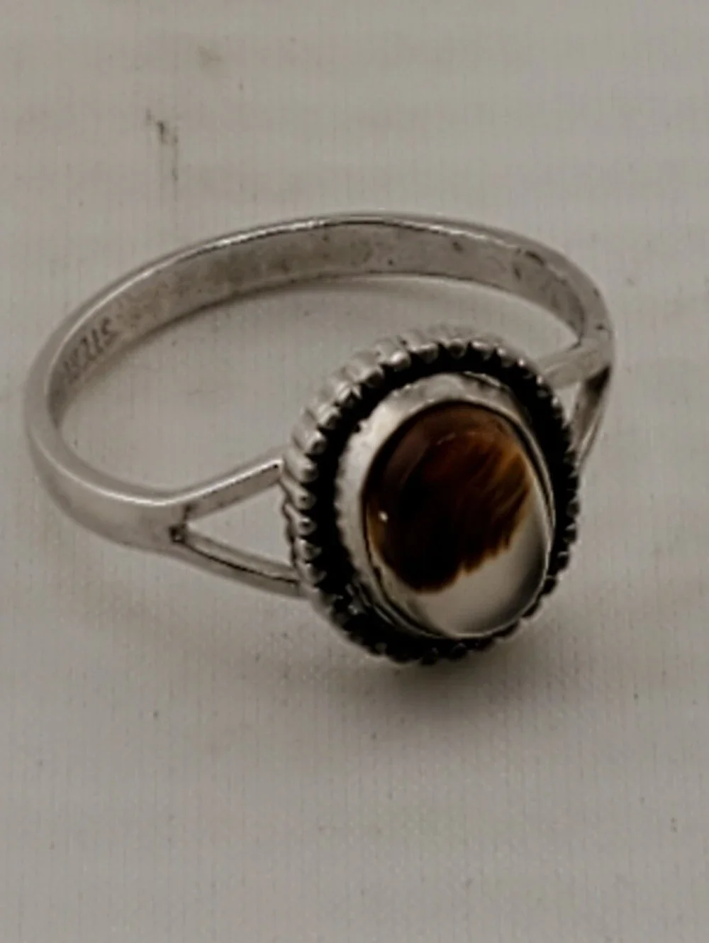 Sterling Agate Stone Ring 6.5